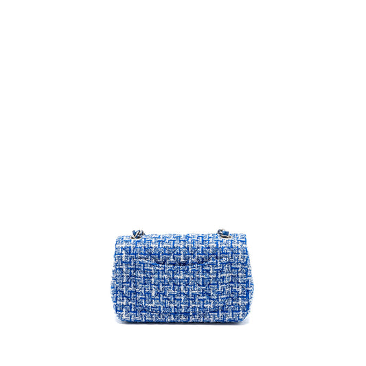 Chanel mini rectangular flap tweed blue / multicolour SHW (Microchip)
