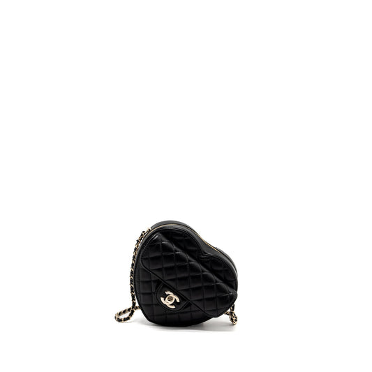 Chanel 22S Heart Bag Lambskin Black LGHW (Microchip)