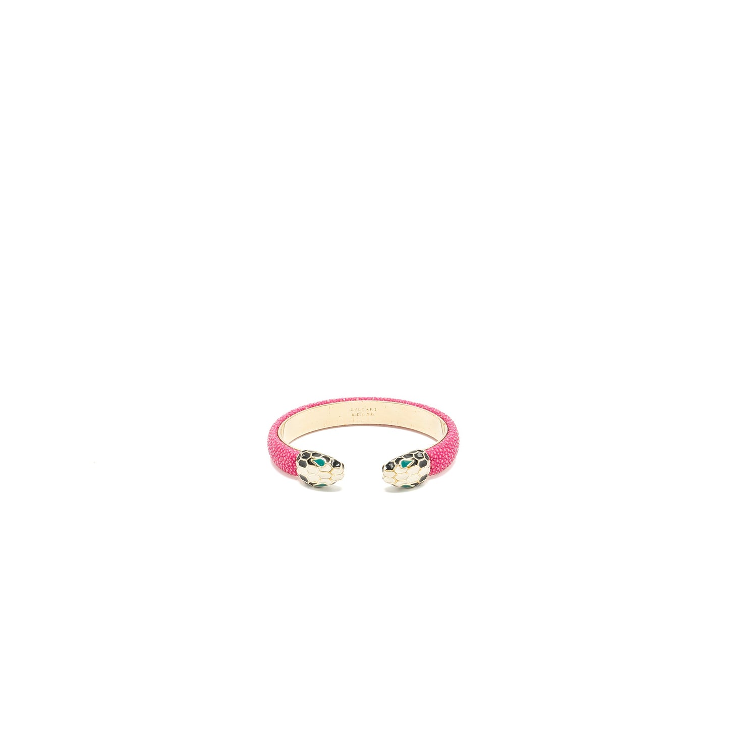 Bvlgari size medium Serpenti Forever Bracelet Pink/ Galuchat Light Gold Tone