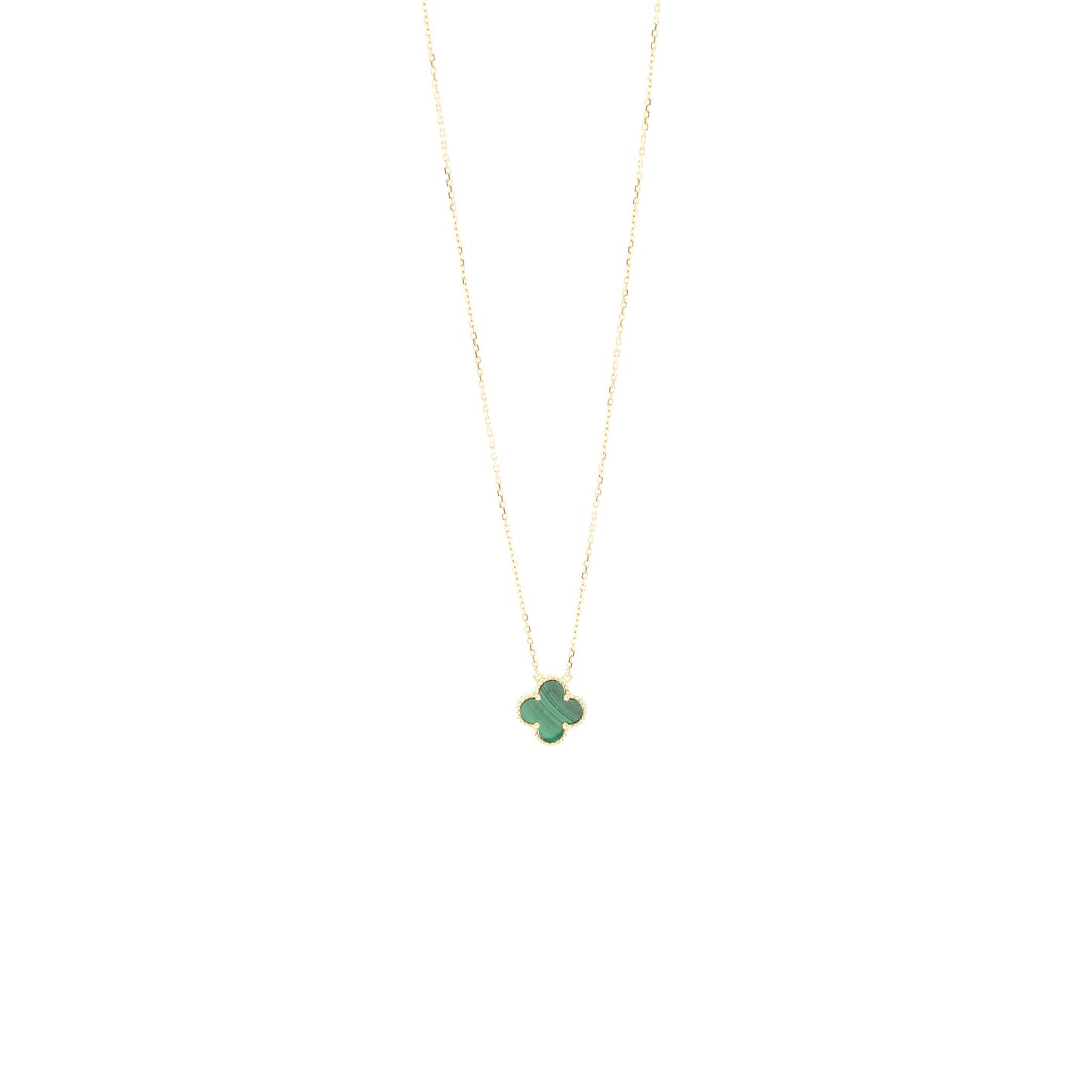Van Cleef & Arpels Vintage Alhambra Pendant Malachite Yellow Gold