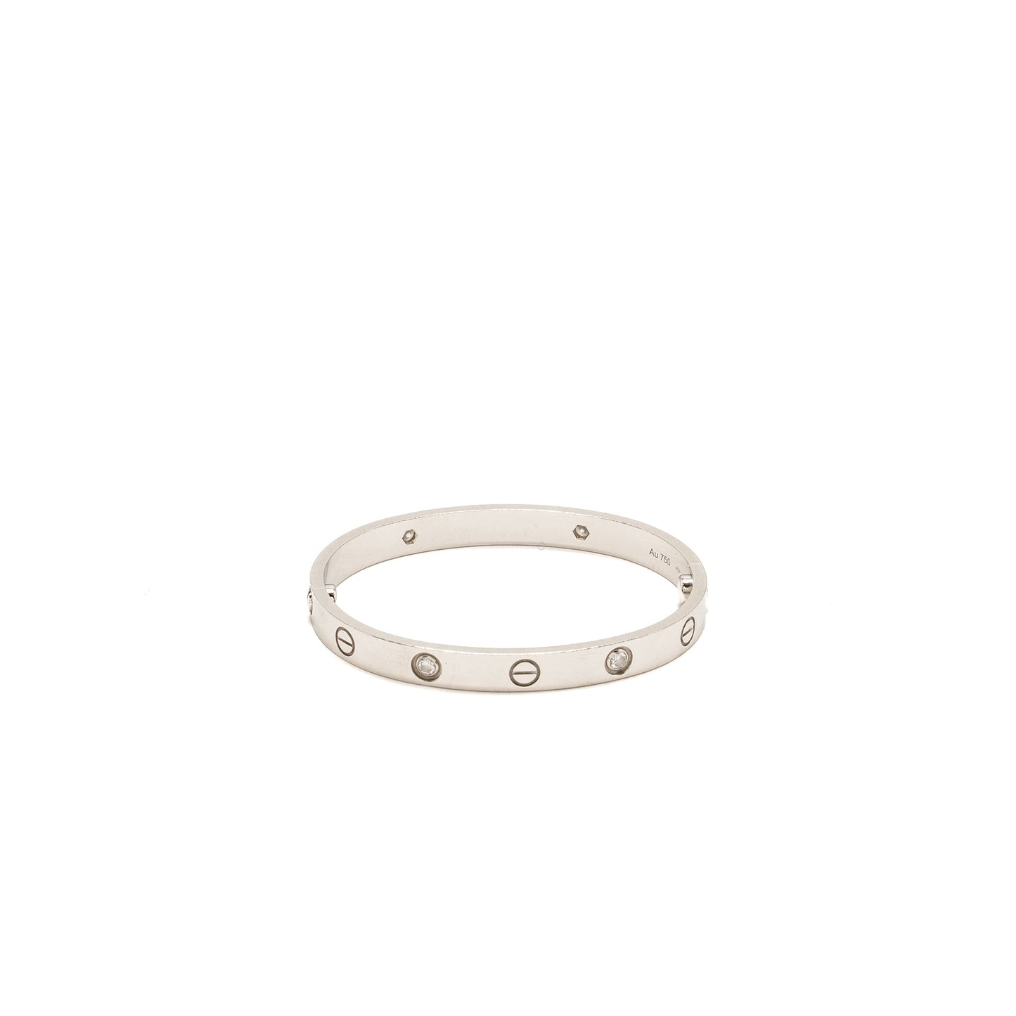 Cartier size 16 love bracelet white gold with 4 diamonds