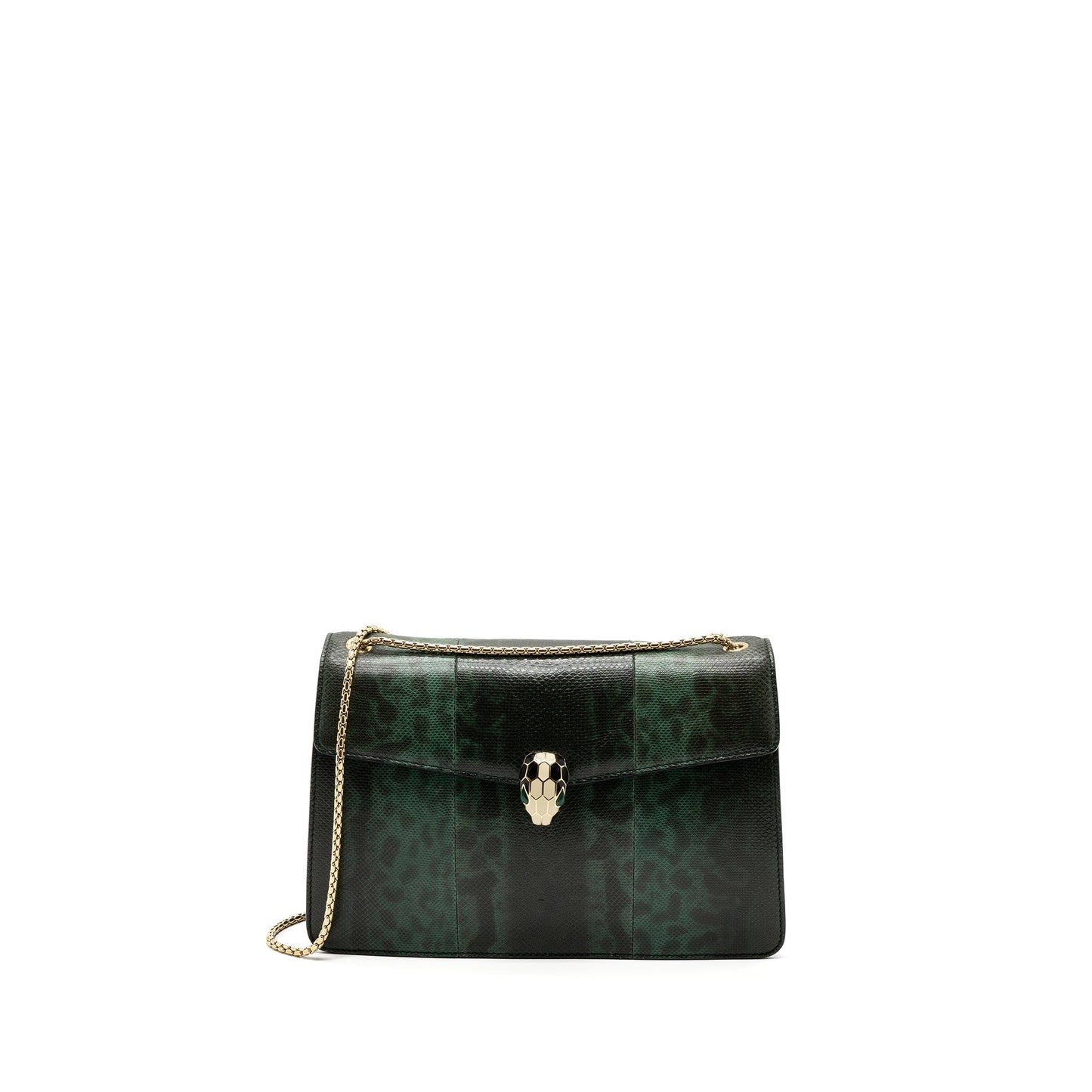 Bvlgari Serpenti Forever Flap Bag Shiny Karung Glacier Green LGHW