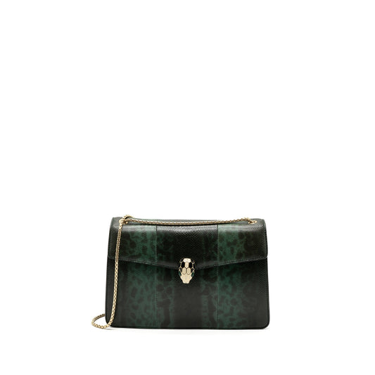 Bvlgari Serpenti Forever Flap Bag Shiny Karung Glacier Green LGHW