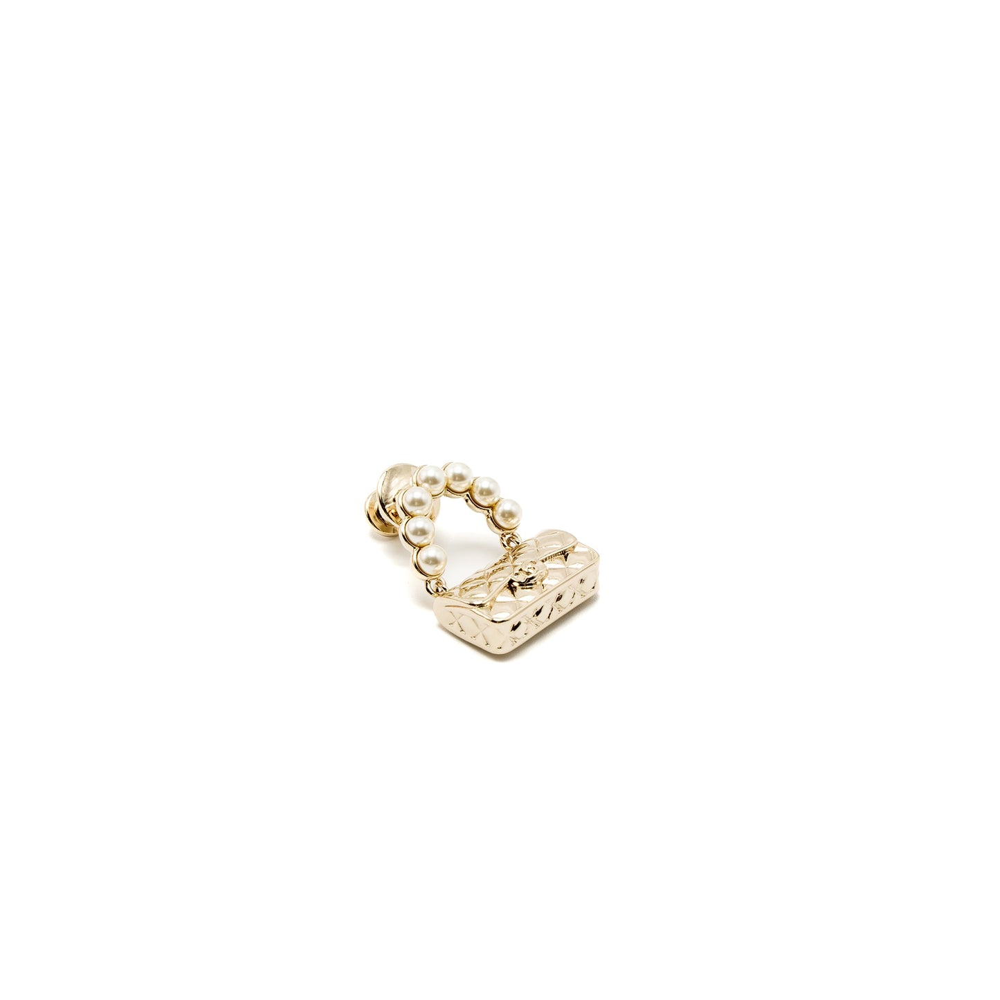 Chanel Bag Brooch Pearl Light Gold Tone