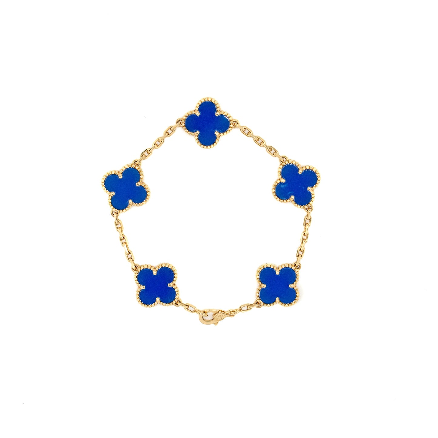 Van Cleef & Arpels Vintage Alhambra Bracelet 5 Motifs Agate Yellow Gold
