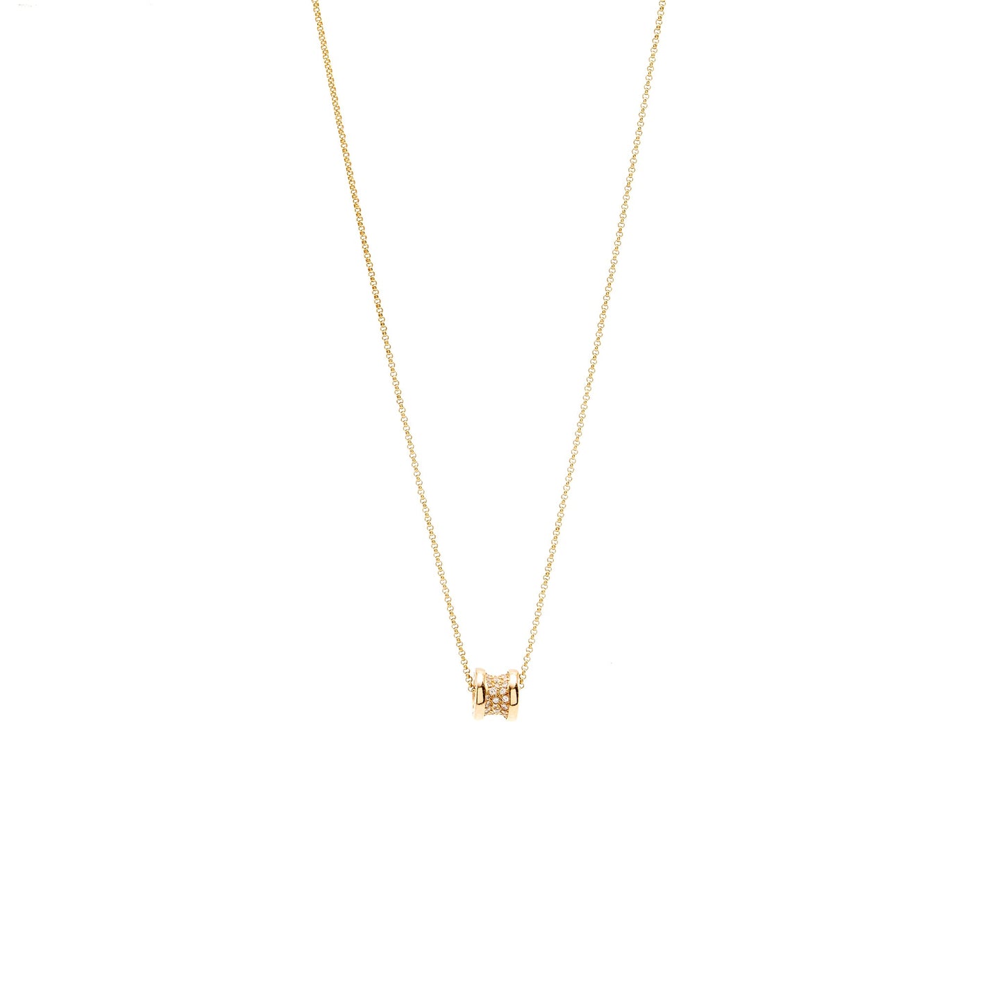 Bvlgari Mini B Zero Necklace Rose Gold Paved Diamonds