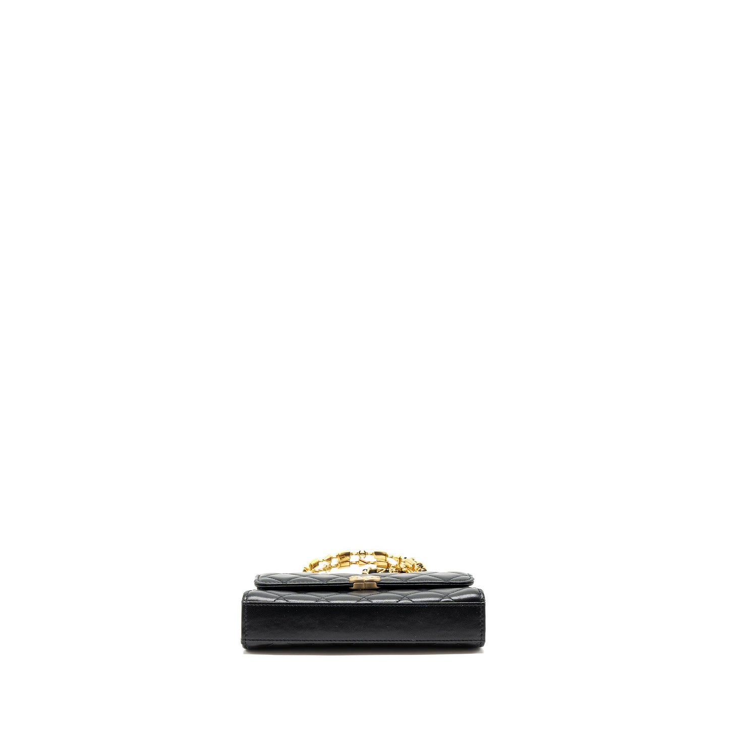 Chanel 22B Flap bag with enamel top handle lambskin black GHW (Microchip)