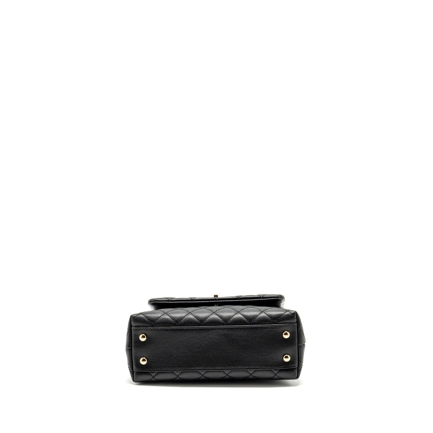 Chanel Small Coco Handle with Lizard Embossed Handle Caviar Black LGHW