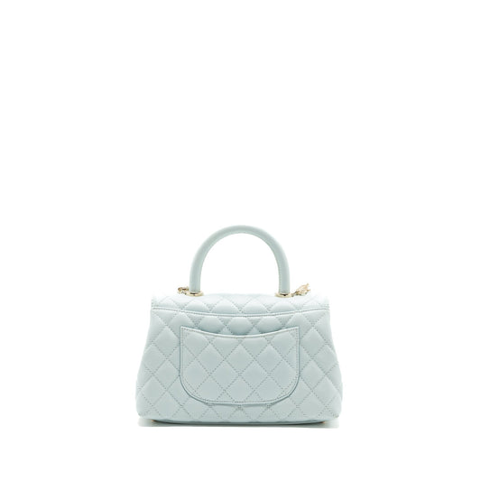Chanel small coco handle caviar light blue LGHW (microchip)