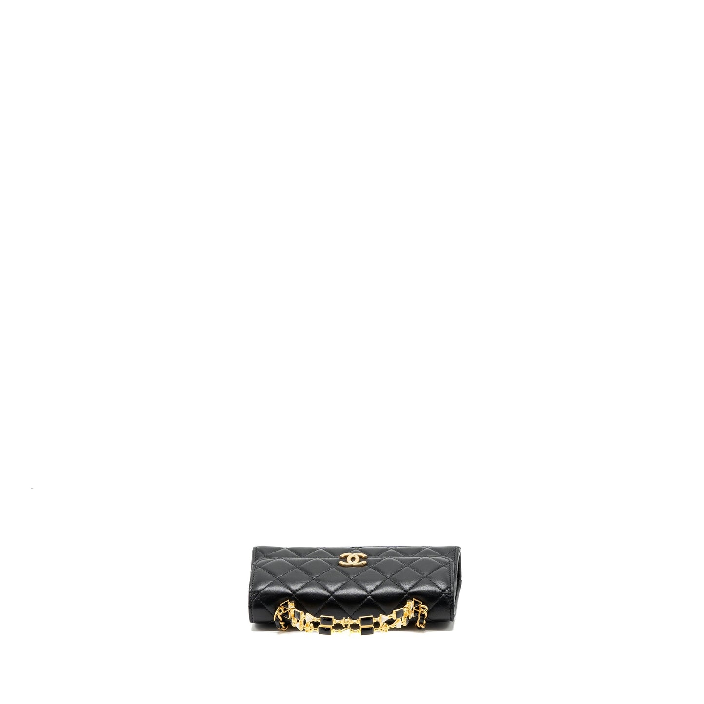 Chanel 22B Flap bag with enamel top handle lambskin black GHW (Microchip)