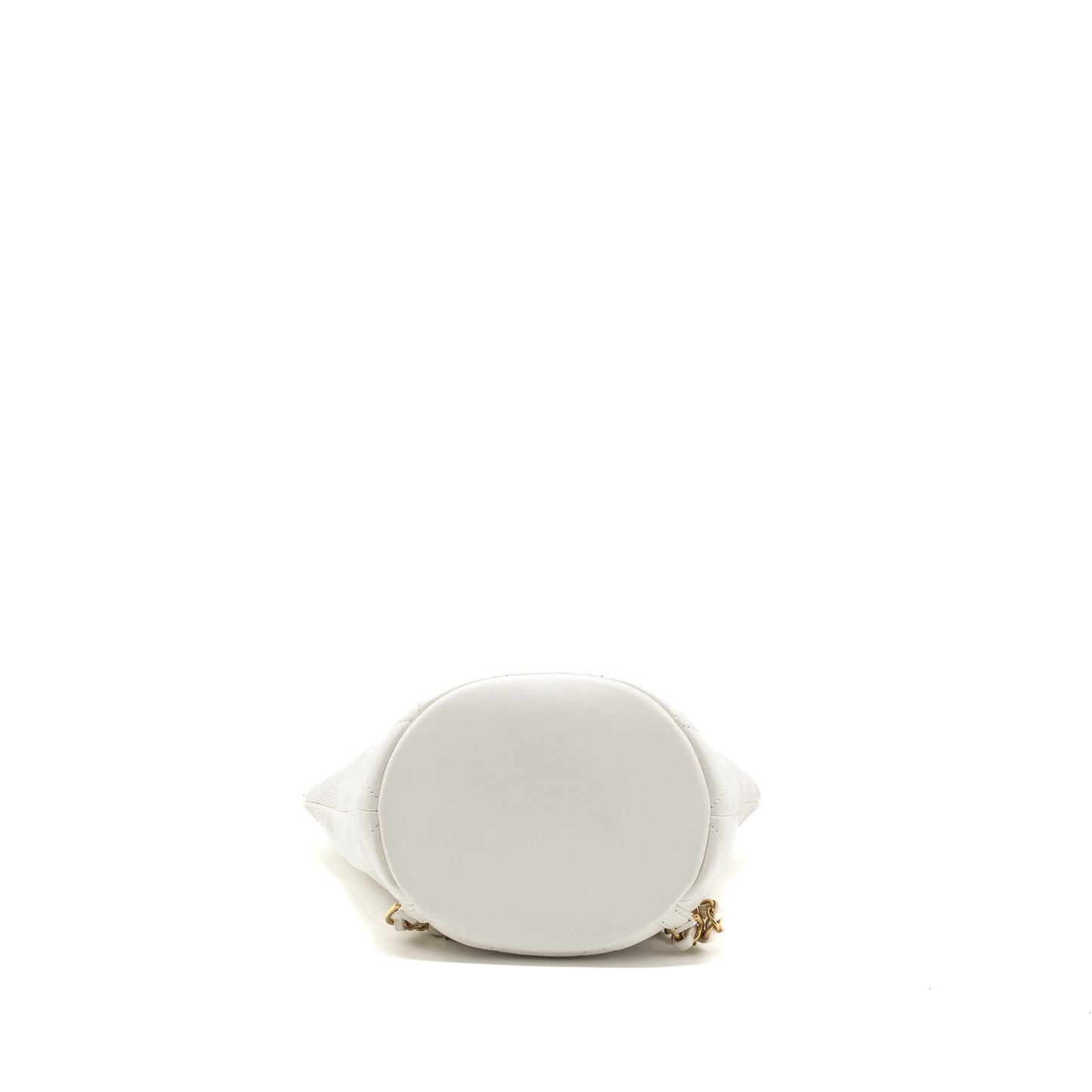 Chanel Round Handle Bucket Backpack Lambskin White GHW