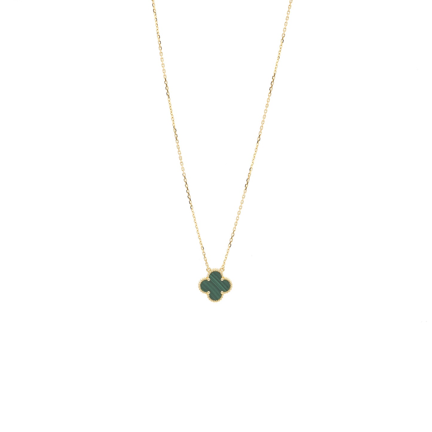 Van Cleef & Arpels Vintage Alhambra Pendant Malachite Yellow GOLD