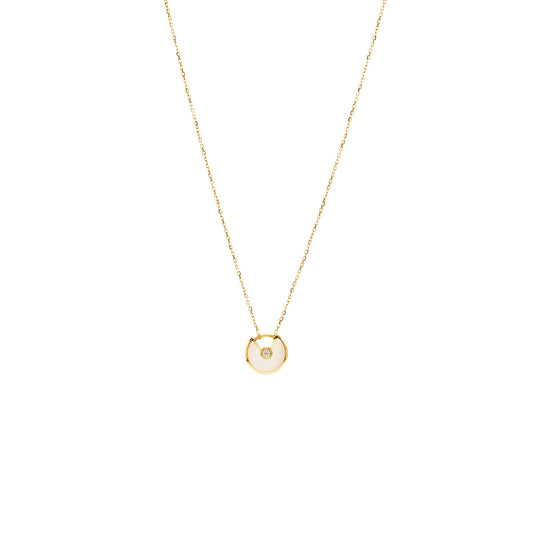 Cartier Amulette De Cartier Nekclace, XS Model, White Mother Of Pearl Rose Gold Diamond