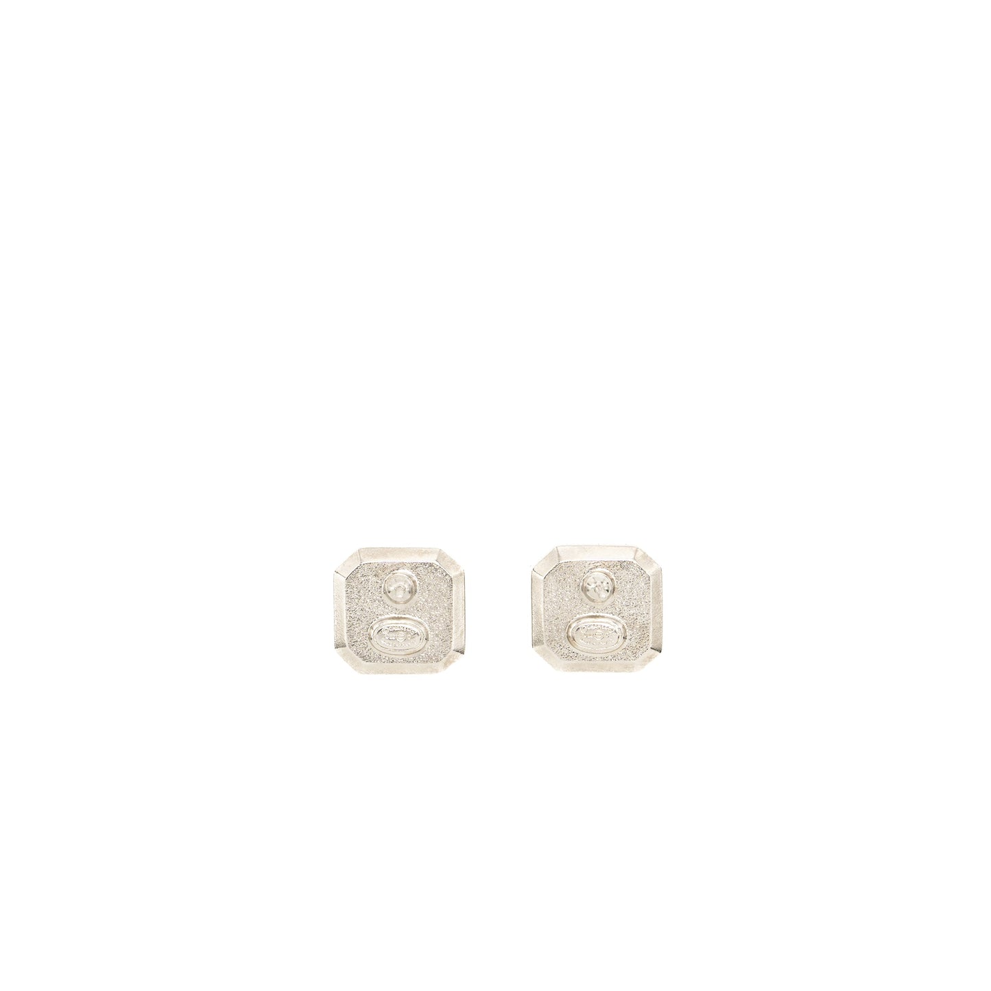 Chanel Square CC Logo Earrings Crystal SHW
