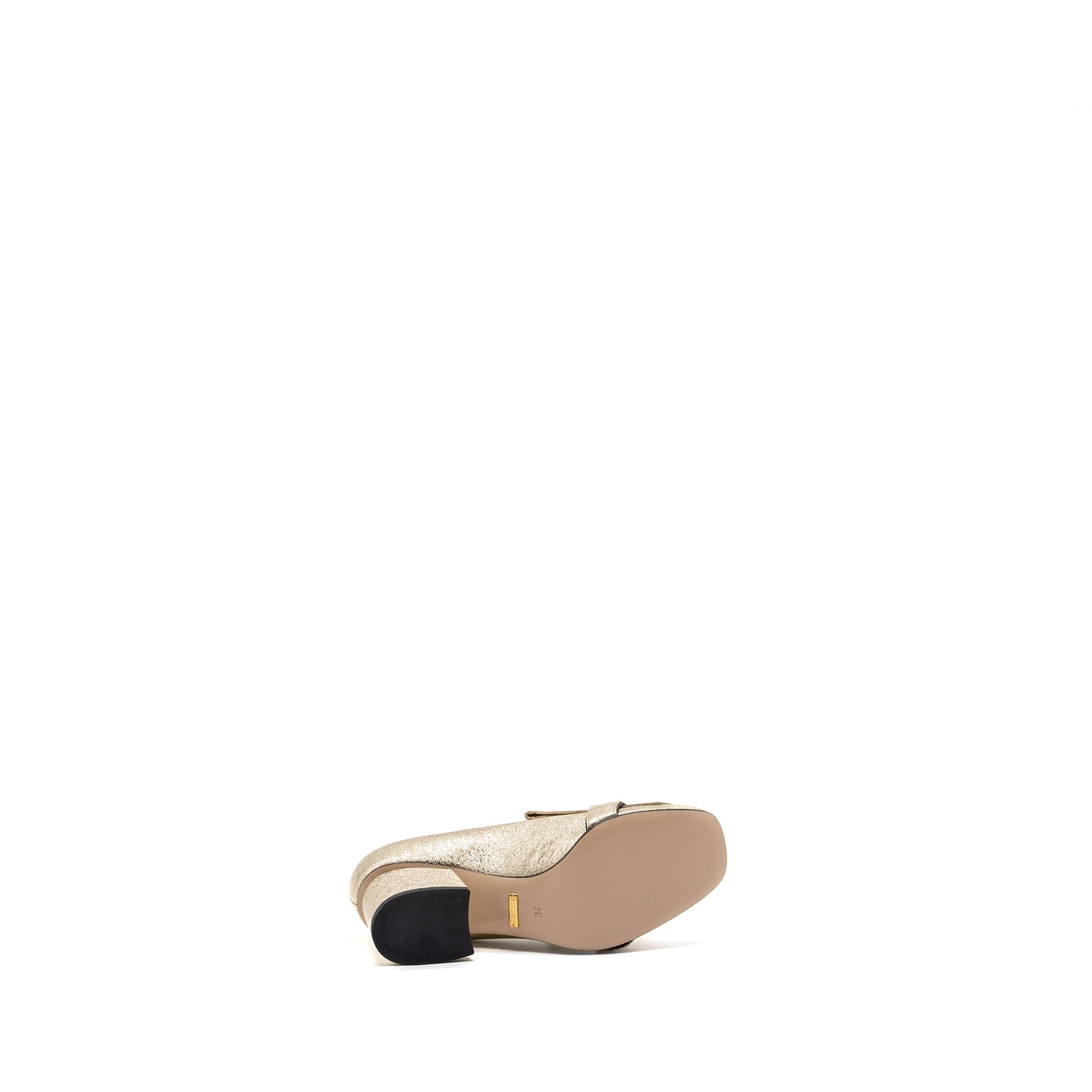 Gucci Size 34 GG Marmont Mid Heel Pump Gold GHW