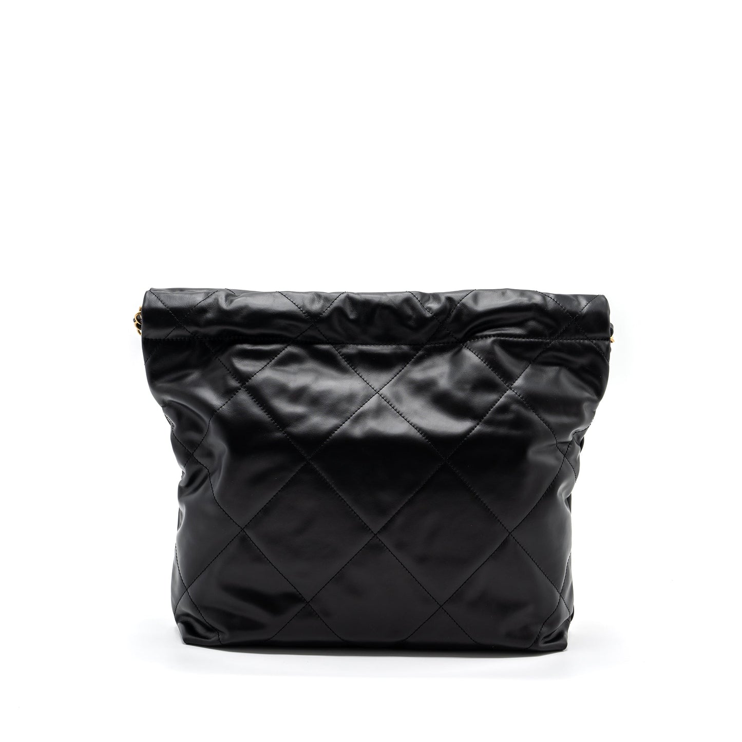 Chanel small 22 bag calfskin black / white letter GHW (microchip)