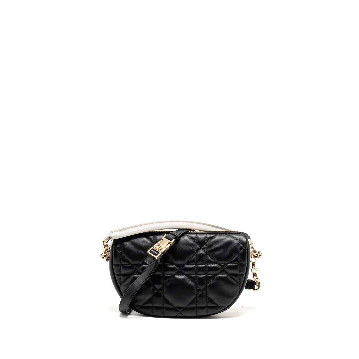 Luxury Dior Small Vibe Hobo Bag Cannage Lambskin Black/White LGHW