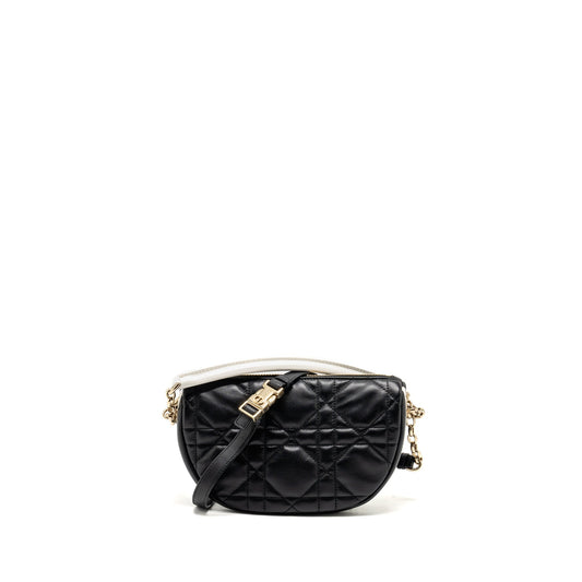 Luxury Dior Small Vibe Hobo Bag Cannage Lambskin Black/White LGHW
