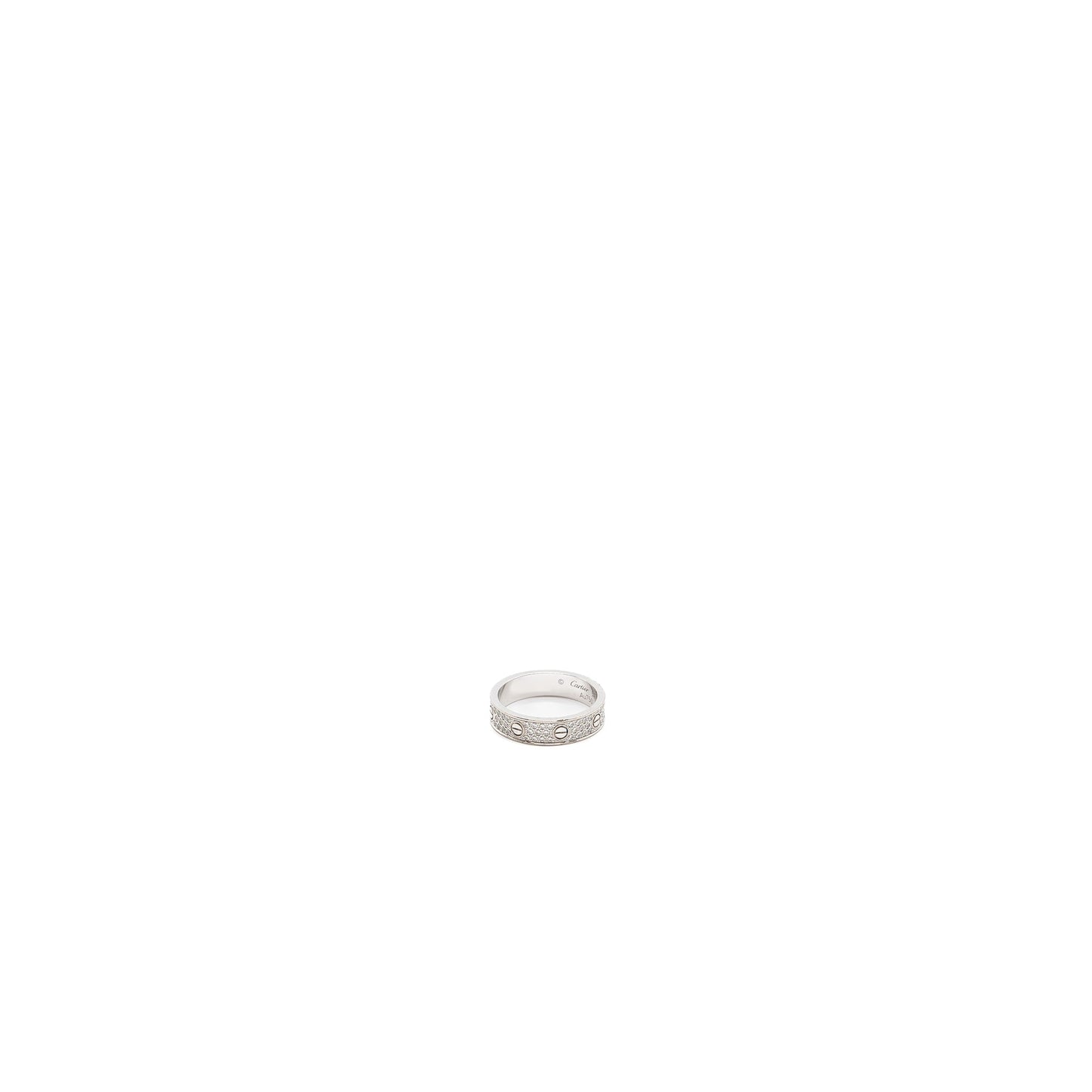 Cartier Size 54 Love Wedding Band White Gold Diamond-Paved