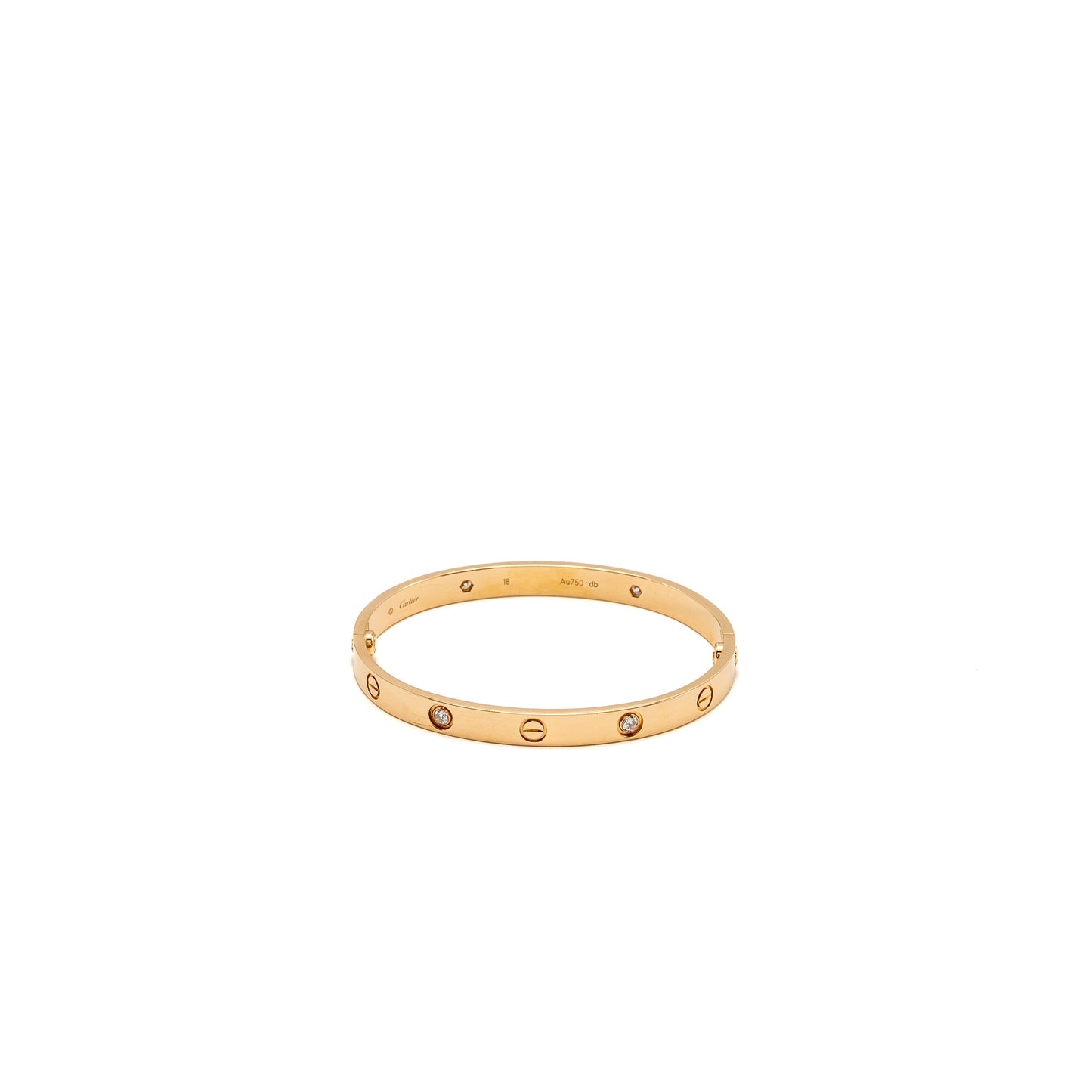 Cartier Size 18 Love Bracelet Rose Gold, 4 Diamonds