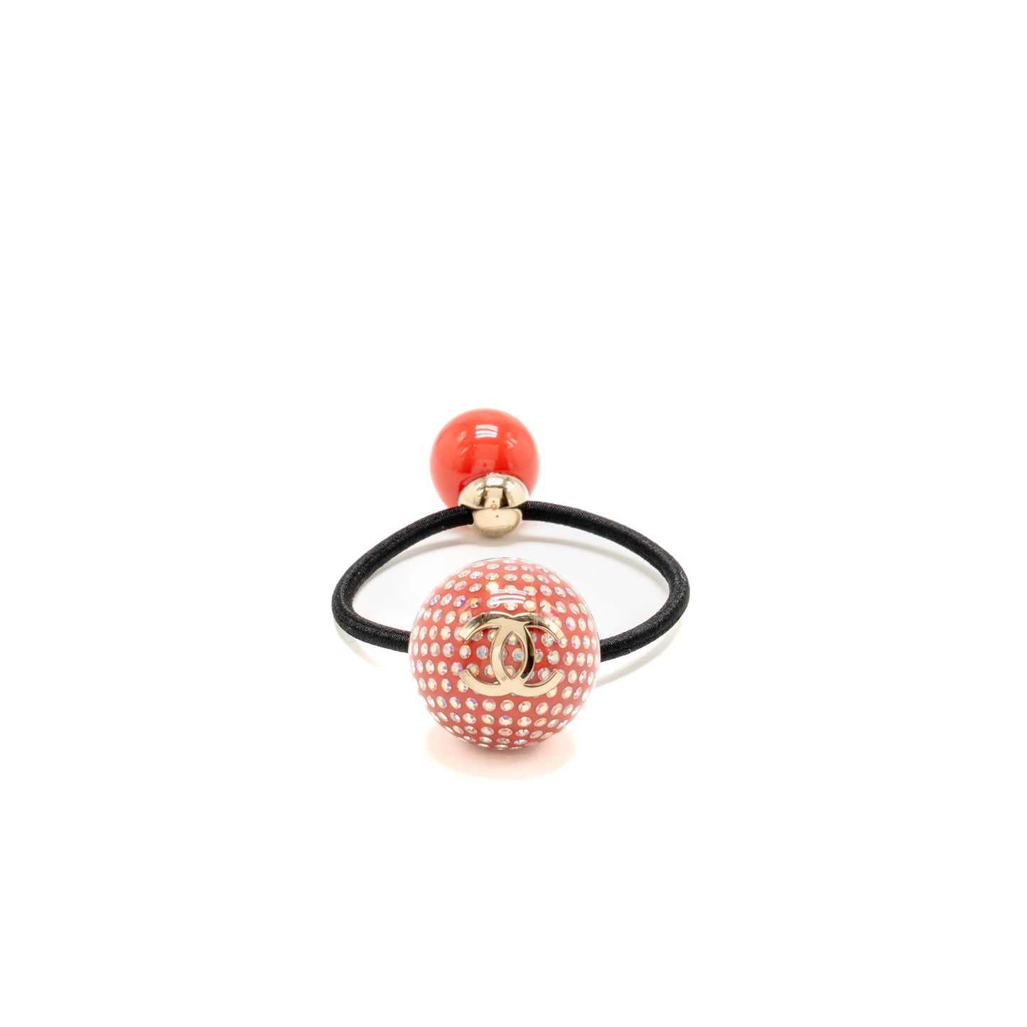 Chanel 21K CC Elastane Hair Tie Resin/Crystal Light Gold Tone