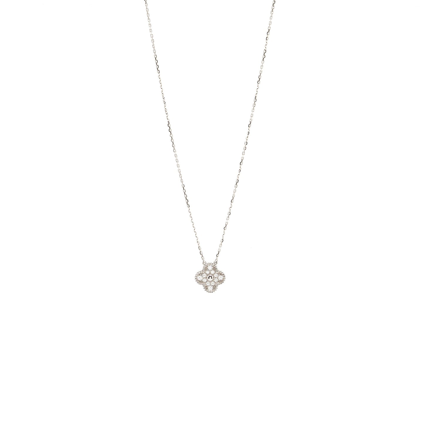 Van Cleef & Arpels Vintage Alhambra Pendant White Gold Diamonds