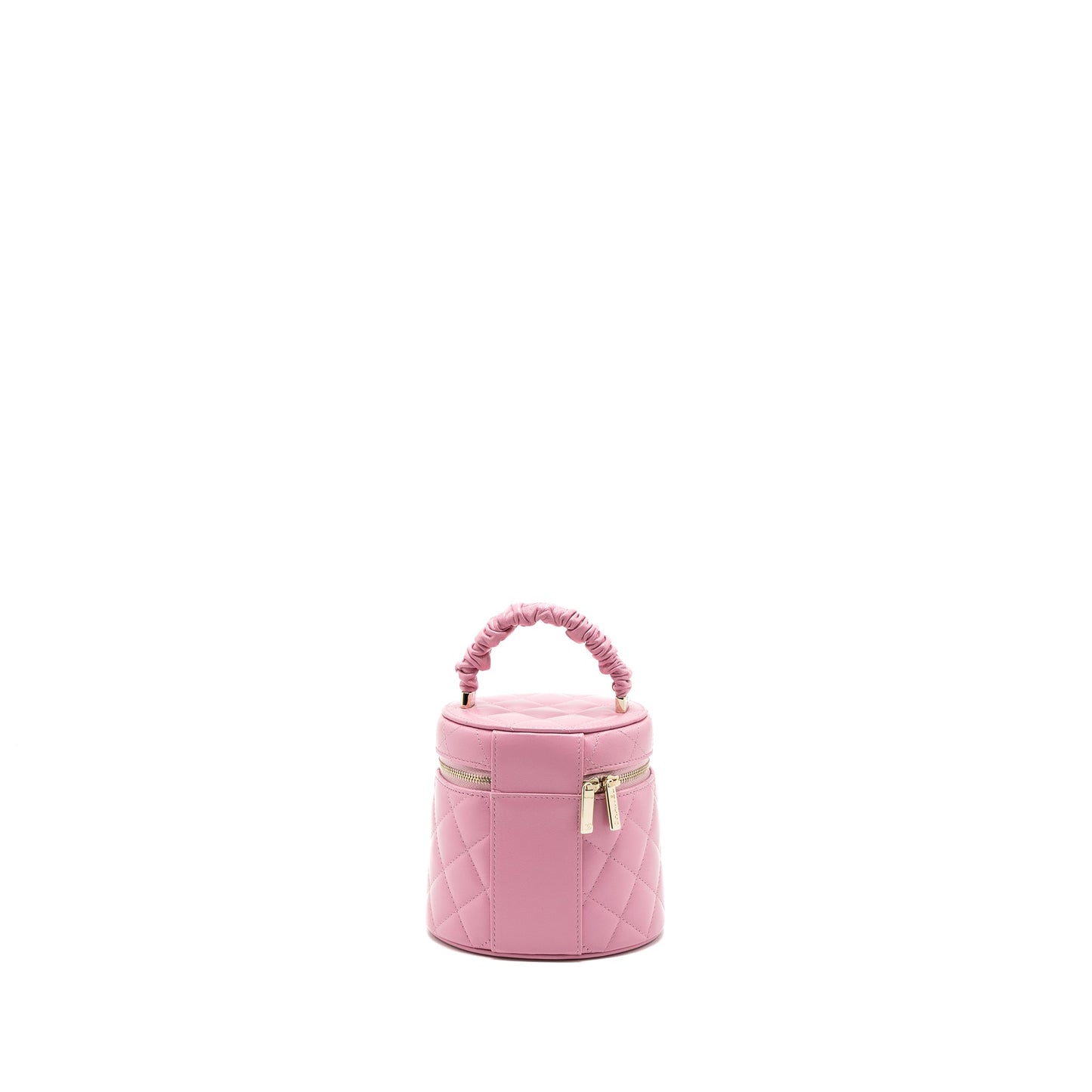 Chanel Top Handle Round Vanity Case Lambskin Pink LGHW
