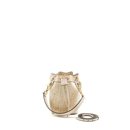 Fendi mini Mon Tresor bucket bag fabric / leather cream LGHW