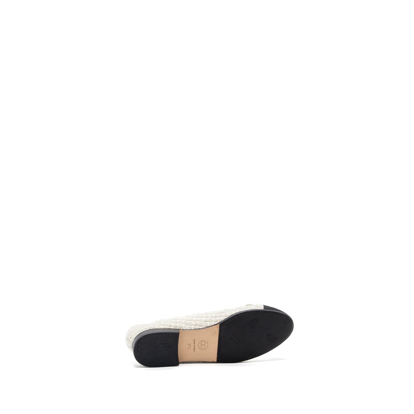 Chanel Size 37 Ballerinas Tweed/ Canvas Black/White/Multicolur