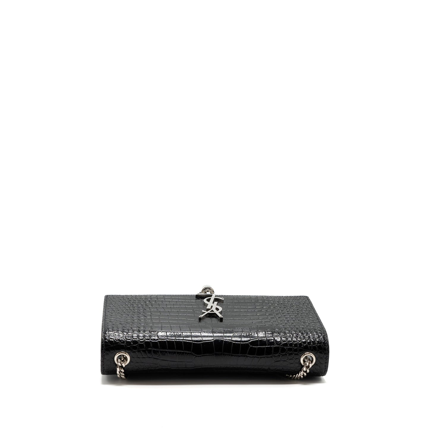 Saint Laurent/YSL Kate Tassel Croc-embossed calfskin Black SH