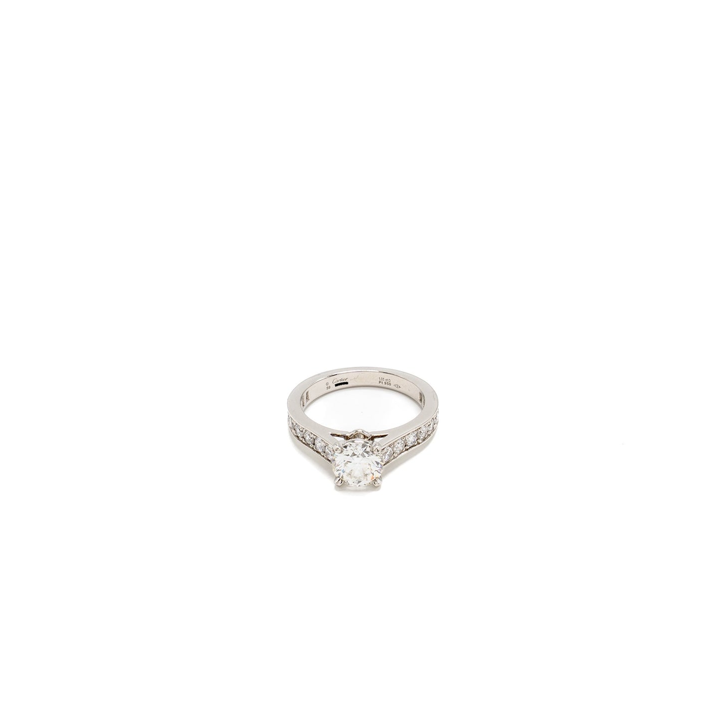 Cartier Size 50 Solitaire Platinum 1895 Ring 1.05CT G Color VVS2 Platinum Diamonds