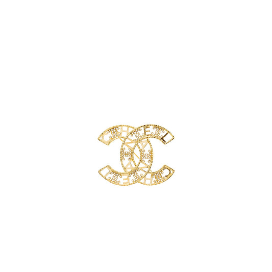 Chanel Letter & CC Logo Crystal Brooch GHW