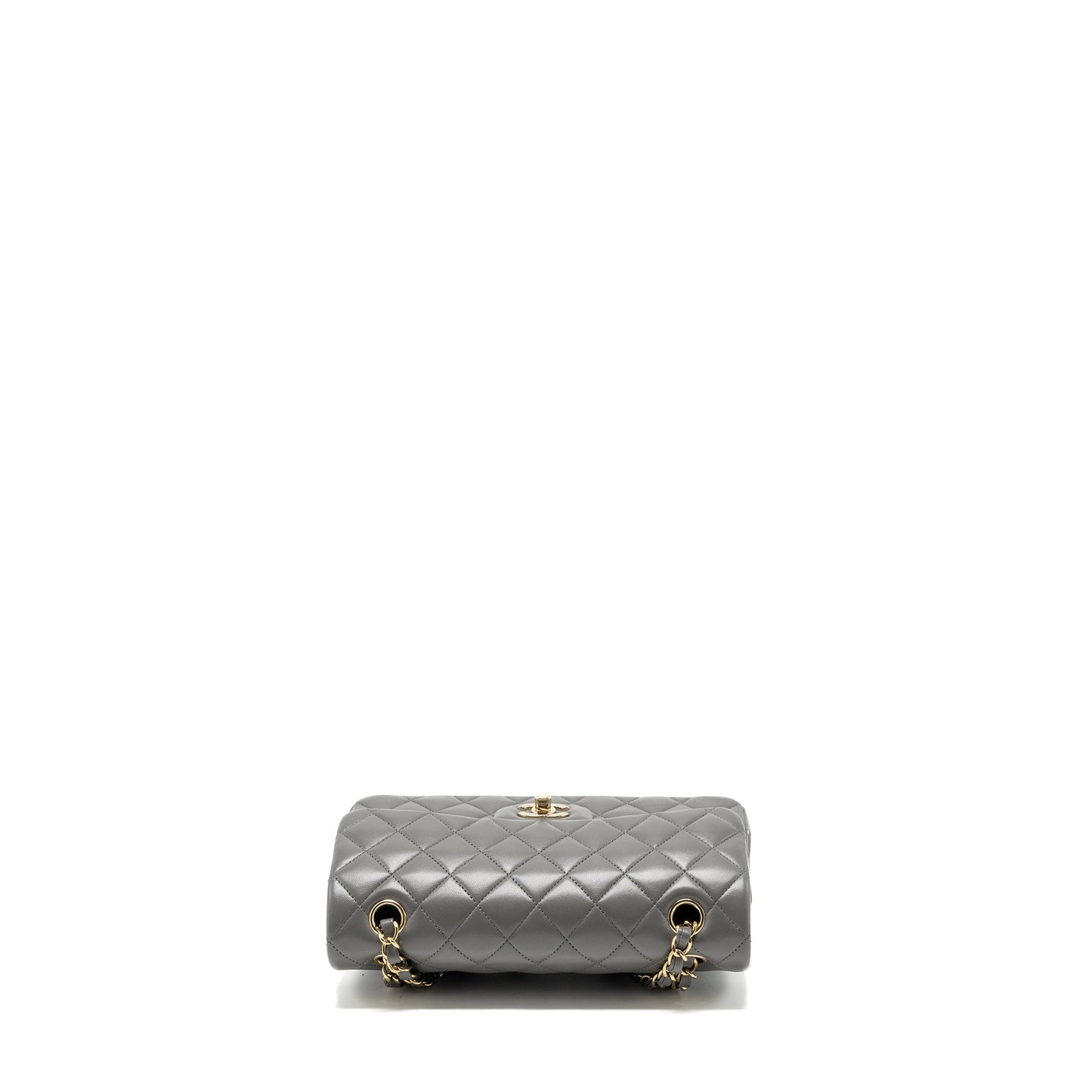 CHANEL 22A small Classic double flap bag lambskin grey LGHW (Microchip)