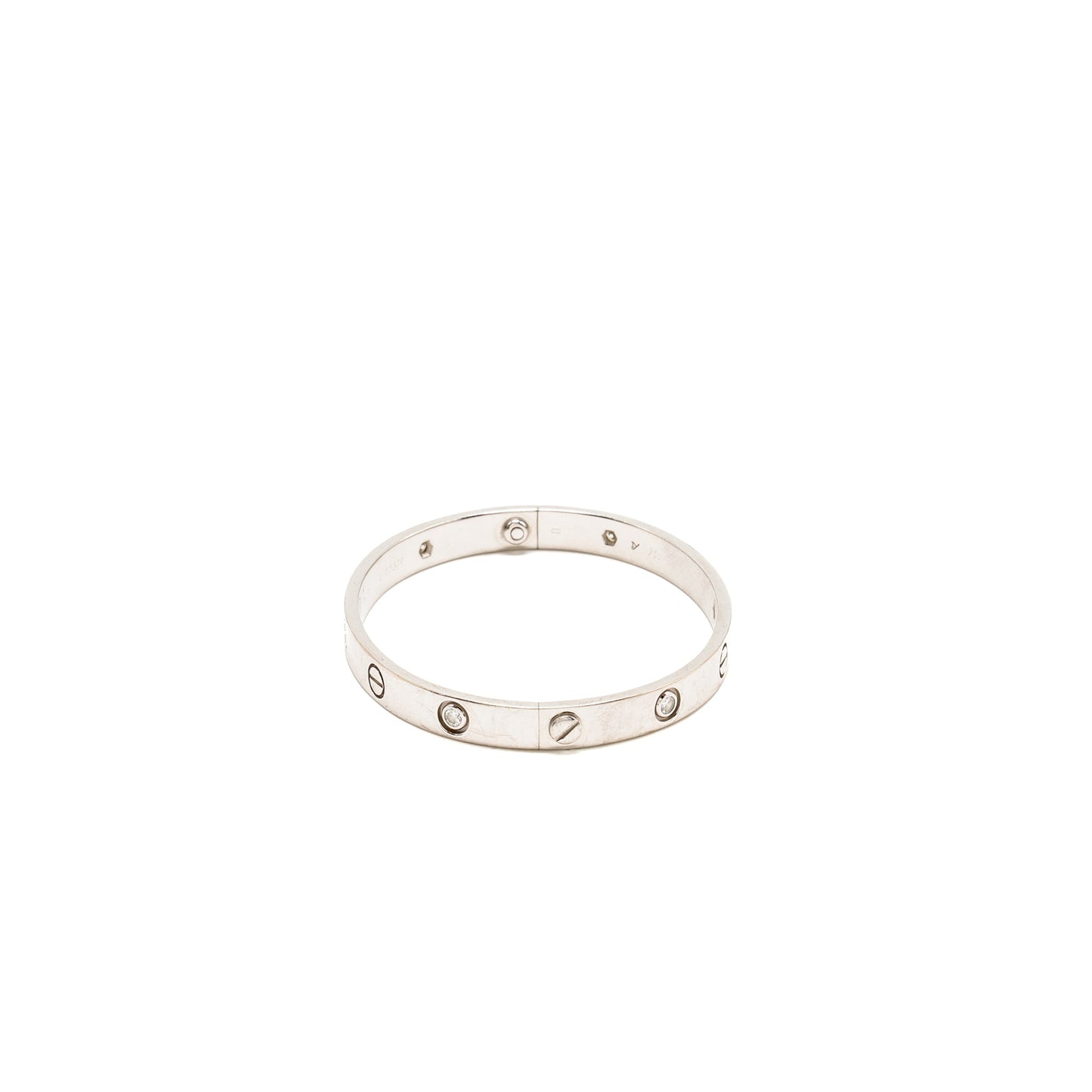 Cartier size 17 love bracelet white gold 6 diamonds