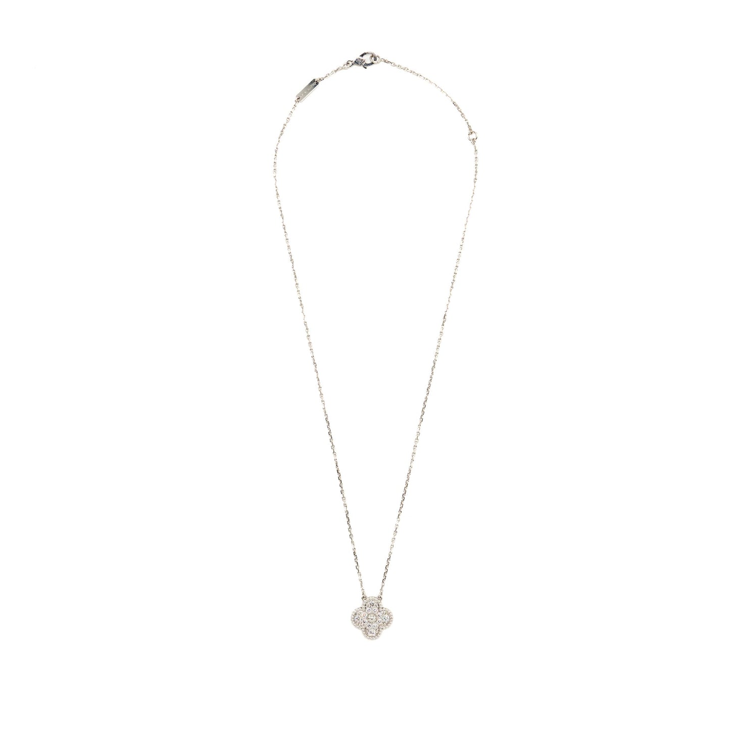 Van Cleef and Arpels vintage Alhambra pendant white gold with diamonds