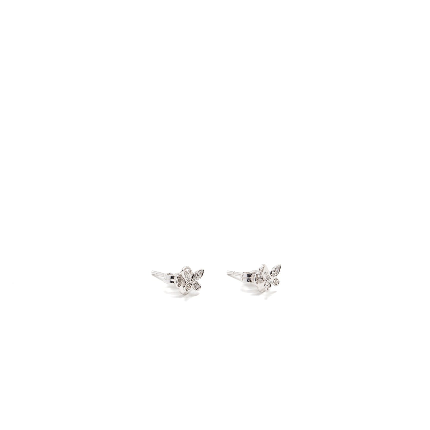 Graff butterfly small stud earrings white gold paved diamonds