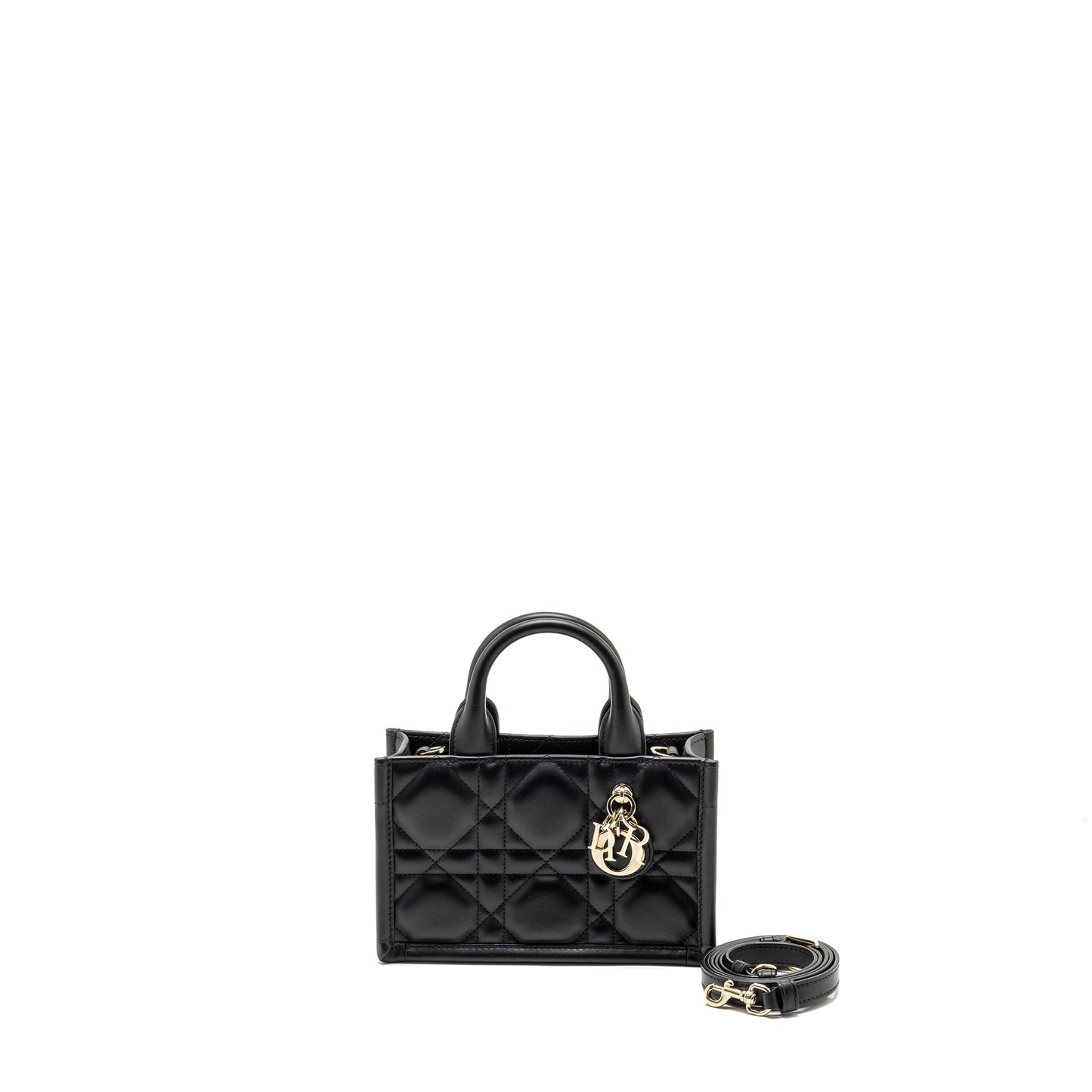 Dior Dioramour Mini Dior Book Tote Macrocannage Calfksin Black LGHW