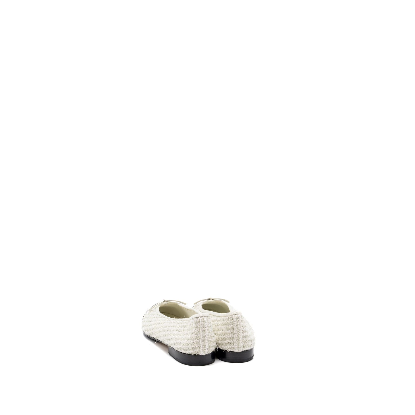 Chanel Size 37 Ballerinas Tweed/ Canvas Black/White/Multicolur