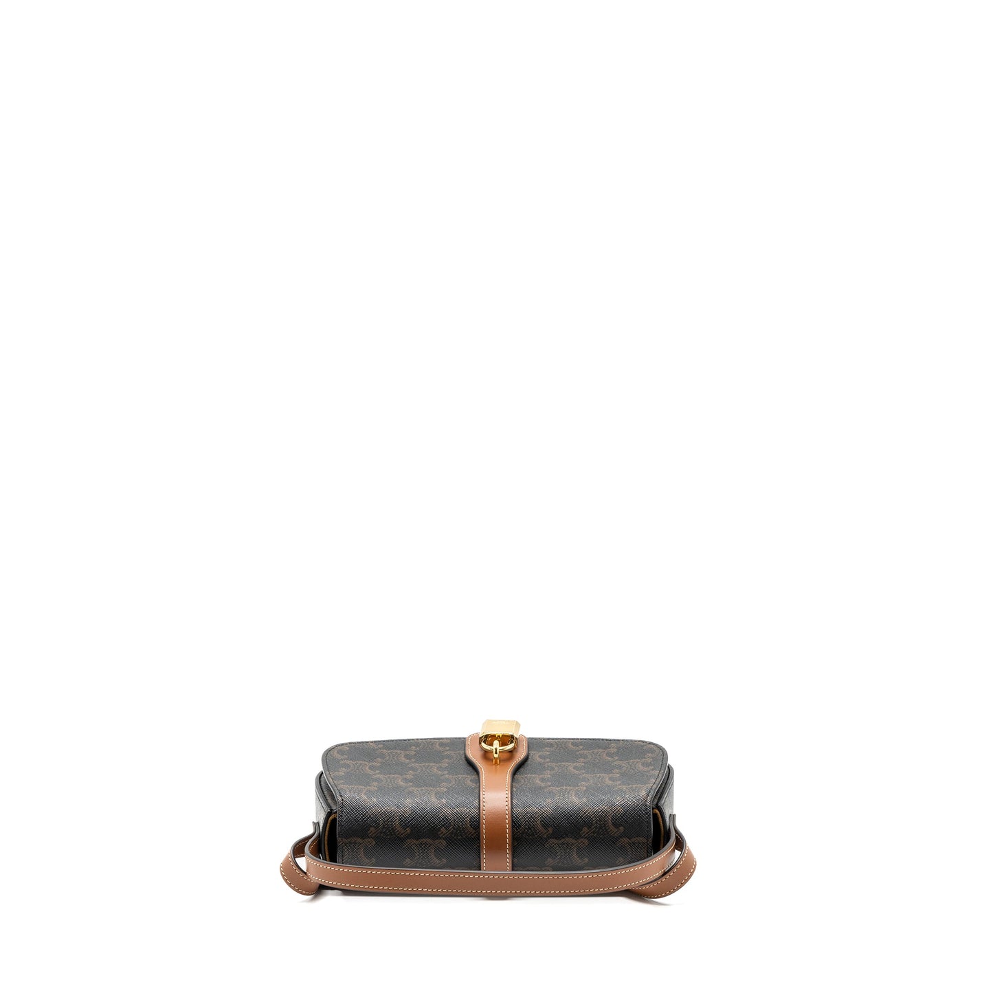 Celine Clutch On Strap Tabou Triomphe Canvas/ Calfskin Tan GHW