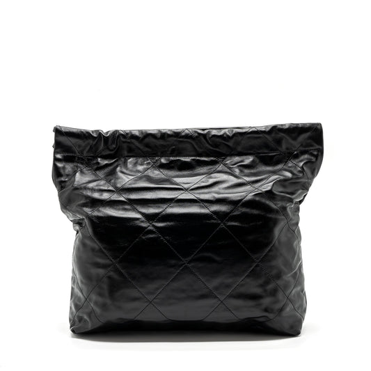 Chanel medium 22 bag shiny calfskin black GHW (Microchip)
