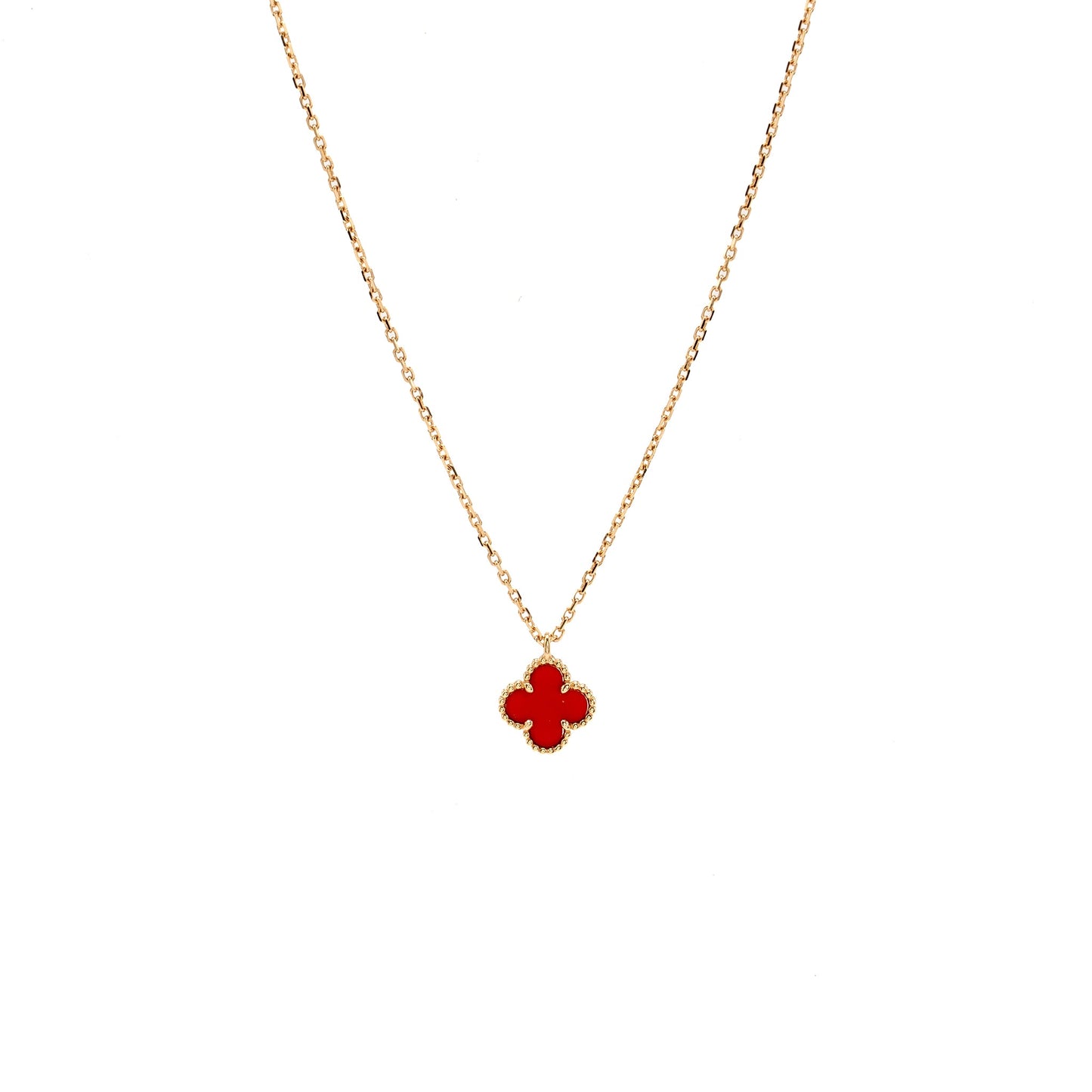 Van Cleef & Arpels Sweet Alhambra Pendant Rose Gold, Carnelian