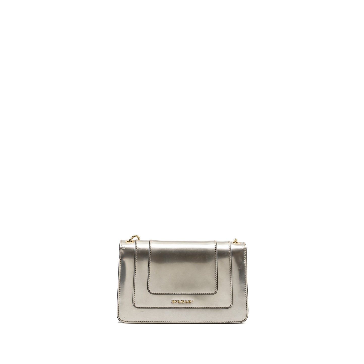 BVLGARI Serpenti Forever Shoulder Bag Leather Silver LGHW