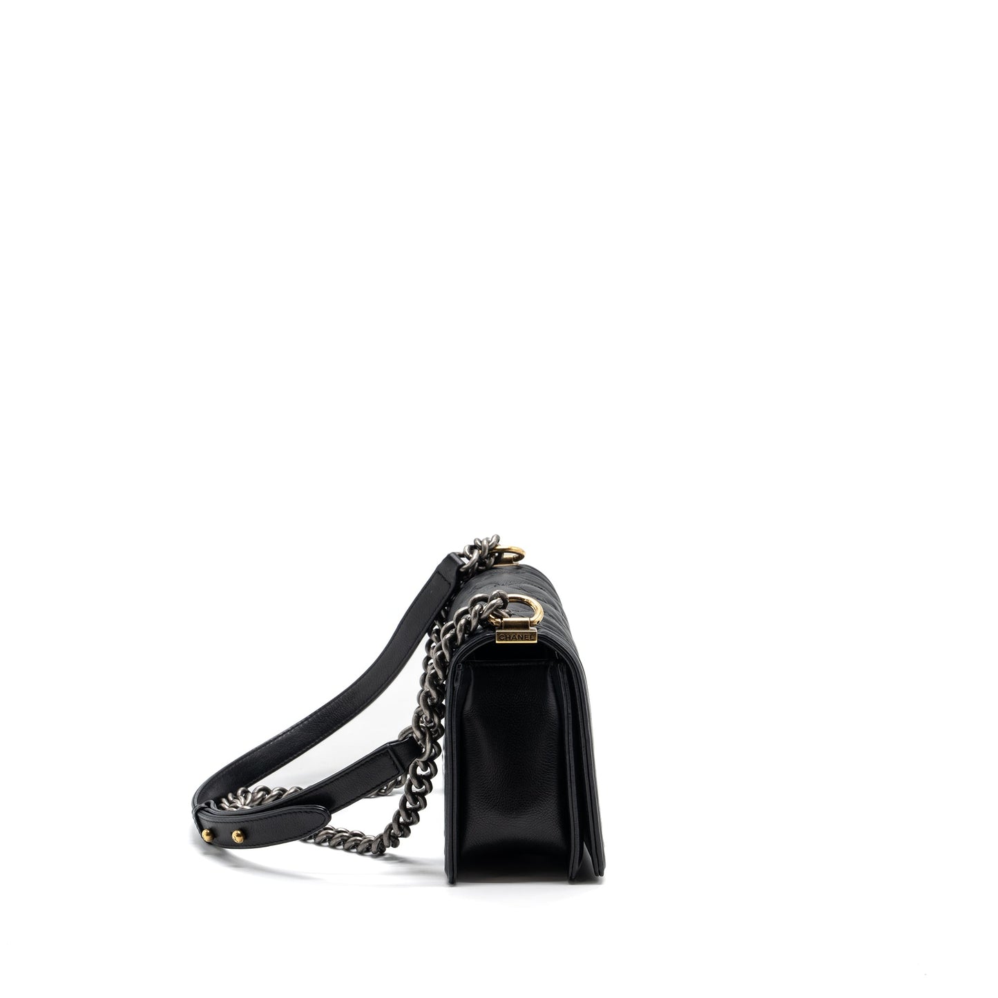 Chanel medium boy bag calfskin black multicolour hardware