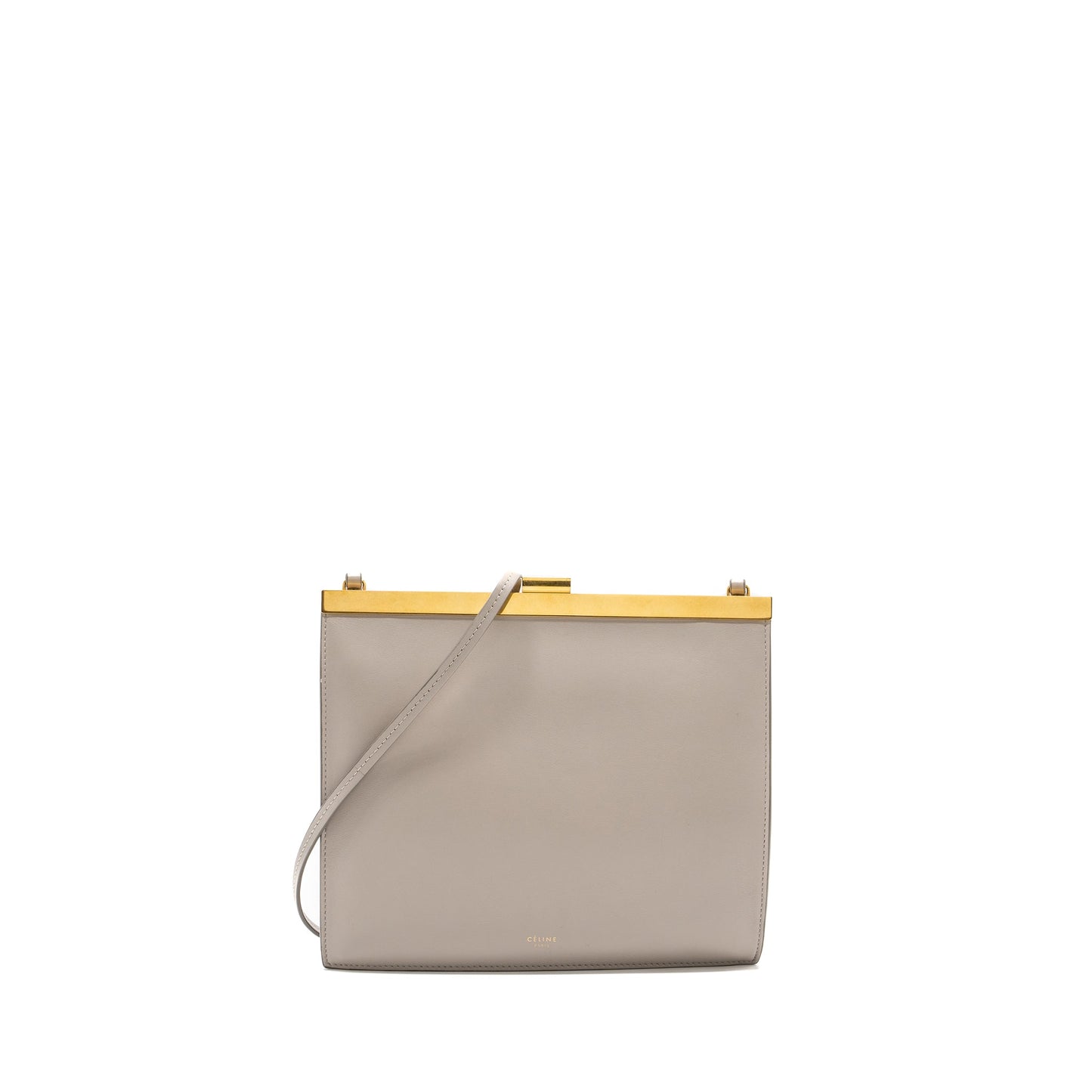 Celine mini clasp shoulder bag light grey leather GHW