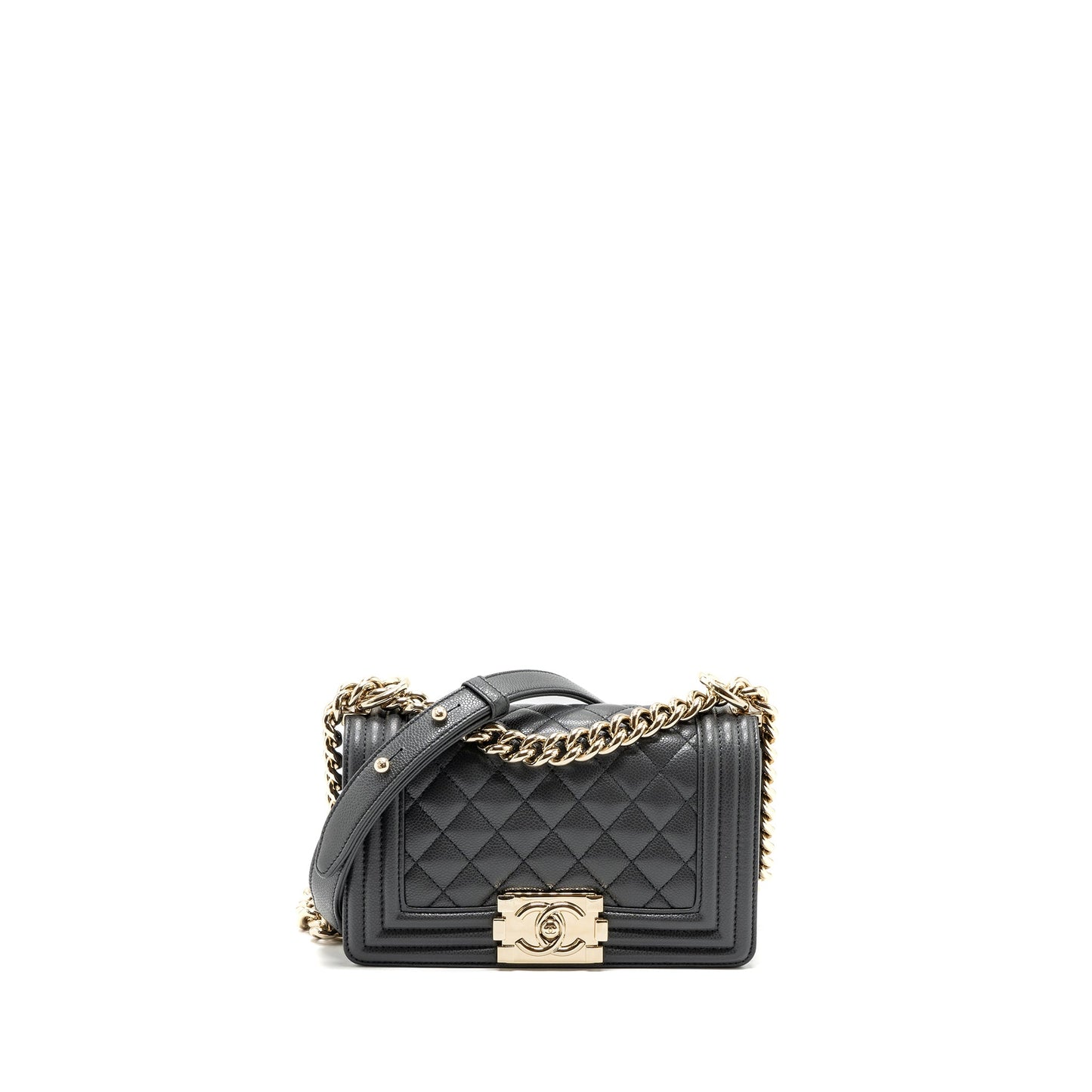Chanel small boy bag caviar grey LGHW (microchip)