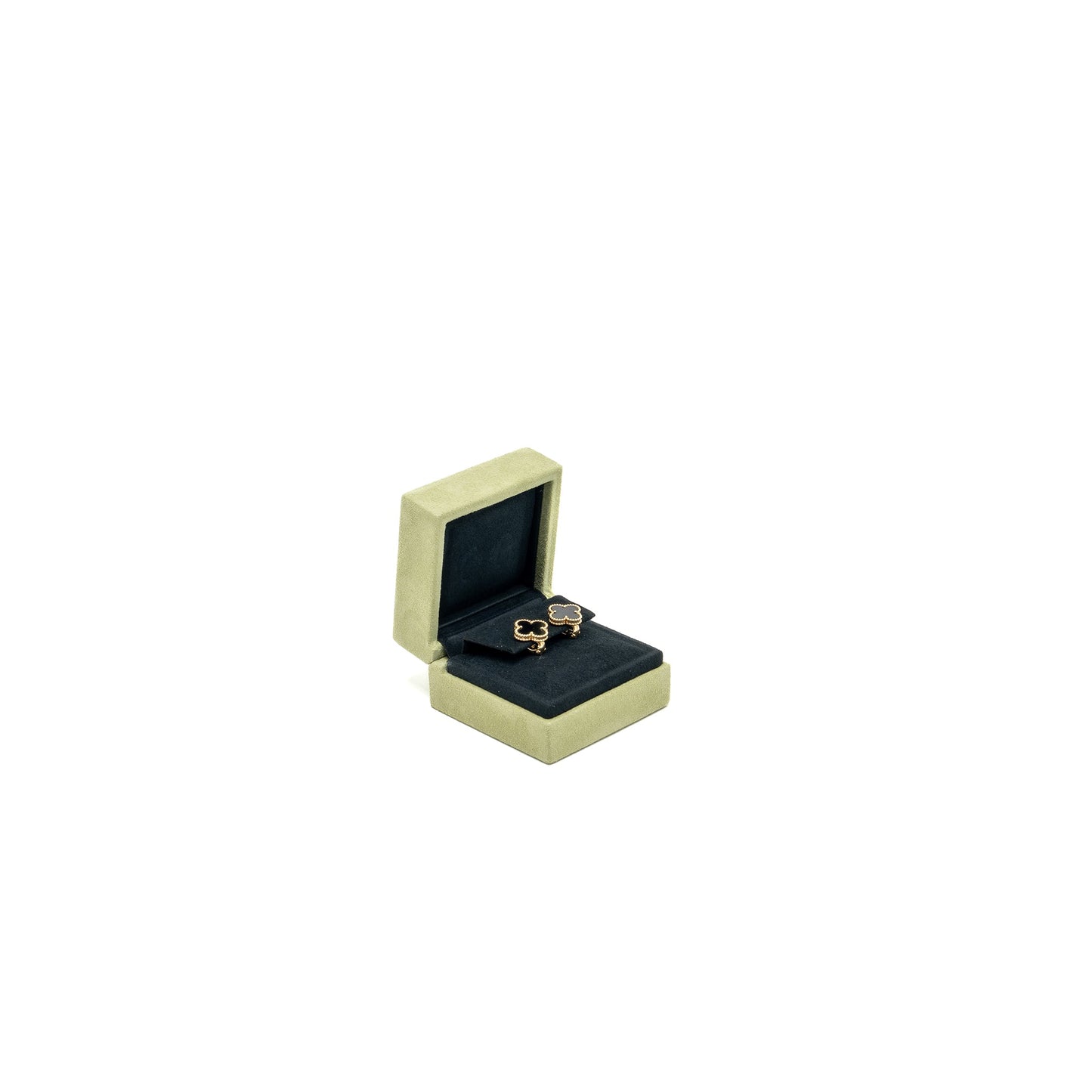 Van Cleef & Arpels Vintage Alhambra Earrings Onyx Yellow Gold