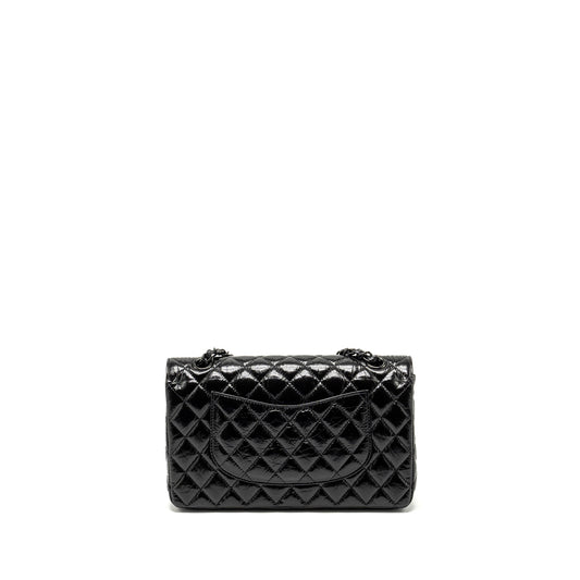 Chanel medium classic double flap bag shiny aged calfskin so black