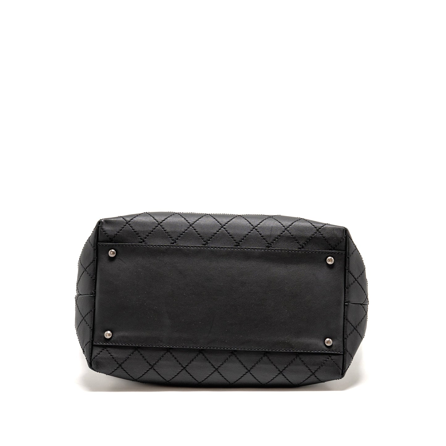 Chanel on the road stitched tote bag calfskin black ruthenium silver hardware