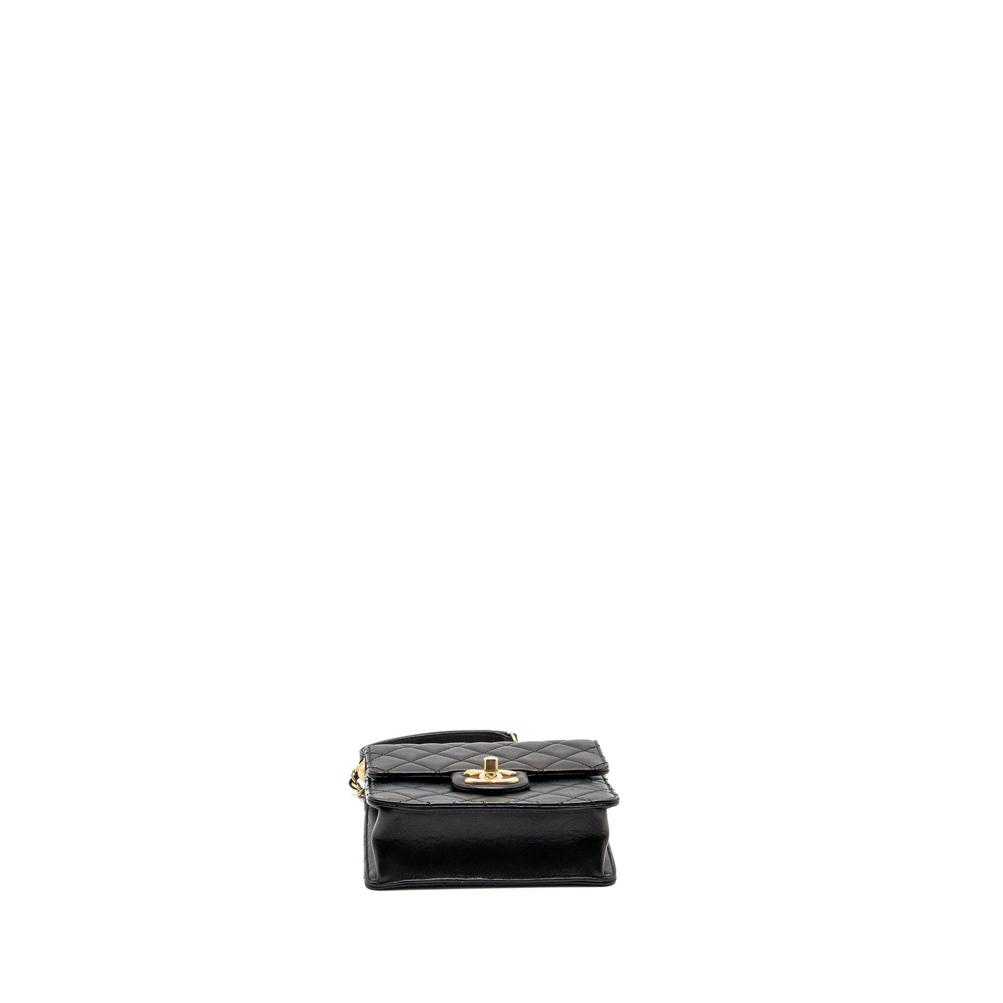 Chanel Vertical Pearl flap bag goatskin black GHW