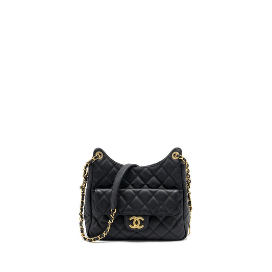 Chanel 23C Hobo Bag Grained Calfskin Black GHW (Microchip)